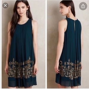 Beautiful deep emerald green Anthropologie dress